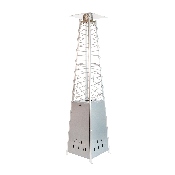 Patio Outdoor Heating-Silver Stainless Steel Pyramid 42,000 BTU Propane Heater with Wheels for Commercial & Residential Use, NAN-FSDC-01-SL-GG