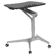 Mobile Sit-Down, Stand-Up Black Computer Ergonomic Desk with 28.25