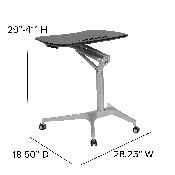 Mobile Sit-Down, Stand-Up Black Computer Ergonomic Desk with 28.25"W Top (Adjustable Range 29" - 41"), NAN-IP-10-BK-GG