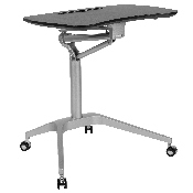 Mobile Sit-Down, Stand-Up Black Computer Ergonomic Desk with 28.25"W Top (Adjustable Range 29" - 41"), NAN-IP-10-BK-GG