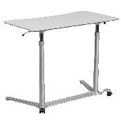 Sit-Down, Stand-Up Light Gray Computer Ergonomic Desk with 37.375''W Top (Adjustable Range 29'' - 40.75''), NAN-IP-6-1-GG