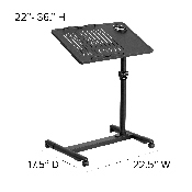 Black Adjustable Height Steel Mobile Computer Desk, NAN-JG-06B-BK-GG