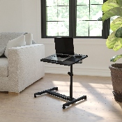 Black Adjustable Height Steel Mobile Computer Desk, NAN-JG-06B-BK-GG