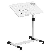 White Adjustable Height Steel Mobile Computer Desk, NAN-JG-06B-WH-GG