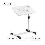 White Adjustable Height Steel Mobile Computer Desk, NAN-JG-06B-WH-GG