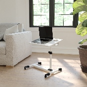 White Adjustable Height Steel Mobile Computer Desk, NAN-JG-06B-WH-GG