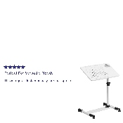 White Adjustable Height Steel Mobile Computer Desk, NAN-JG-06B-WH-GG
