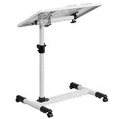 White Adjustable Height Steel Mobile Computer Desk, NAN-JG-06B-WH-GG