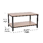 Finley Modern Industrial 2 Tier Rectangular Metal and Driftwood Coffee Table, NAN-JH-17163-GG