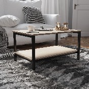 Finley Modern Industrial 2 Tier Rectangular Metal and Driftwood Coffee Table, NAN-JH-17163-GG