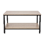 Finley Modern Industrial 2 Tier Rectangular Metal and Driftwood Coffee Table, NAN-JH-17163-GG