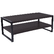 Thompson Collection Charcoal Wood Grain Finish Coffee Table with Black Metal Frame, NAN-JH-1731-GG