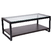 Rosedale Glass Coffee Table with Black Metal Frame, NAN-JH-1735-GG
