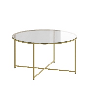 Greenwich Collection Glass Coffee Table with Matte Gold Frame, NAN-JH-1786CT-GG