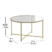 Greenwich Collection Glass Coffee Table with Matte Gold Frame, NAN-JH-1786CT-GG