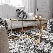 Greenwich Collection Glass Coffee Table with Matte Gold Frame, NAN-JH-1786CT-GG