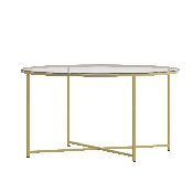 Greenwich Collection Glass Coffee Table with Matte Gold Frame, NAN-JH-1786CT-GG