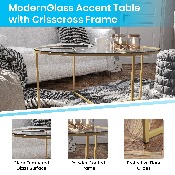 Greenwich Collection Glass Coffee Table with Matte Gold Frame, NAN-JH-1786CT-GG
