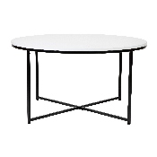 Hampstead Collection Coffee Table - Modern White Finish Accent Table with Crisscross Matte Black Frame, NAN-JH-1787CT-BK-GG