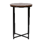 Hampstead Collection End Table - Modern Walnut Finish Accent Table with Crisscross Matte Black Frame, NAN-JH-1787ET-WAL-BK-GG