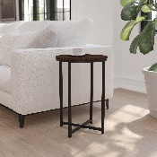 Hampstead Collection End Table - Modern Walnut Finish Accent Table with Crisscross Matte Black Frame, NAN-JH-1787ET-WAL-BK-GG