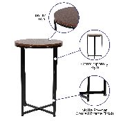 Hampstead Collection End Table - Modern Walnut Finish Accent Table with Crisscross Matte Black Frame, NAN-JH-1787ET-WAL-BK-GG