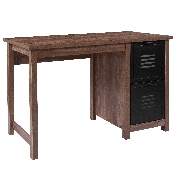 New Lancaster Collection Crosscut Oak Wood Grain Finish Computer Desk with Metal Drawers, NAN-JN-21736T-GG
