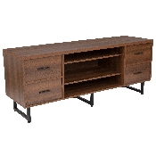Lincoln Collection TV Stand in Rustic Wood Grain Finish, NAN-JN-21743TR-GG