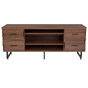 Lincoln Collection TV Stand in Rustic Wood Grain Finish, NAN-JN-21743TR-GG