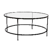 Astoria Collection Round Coffee Table - Modern Clear Glass Coffee Table with Matte Black Frame, NAN-JN-21750CT-BK-GG