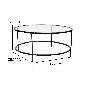 Astoria Collection Round Coffee Table - Modern Clear Glass Coffee Table with Matte Black Frame, NAN-JN-21750CT-BK-GG