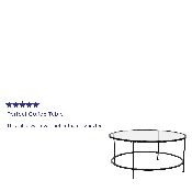 Astoria Collection Round Coffee Table - Modern Clear Glass Coffee Table with Matte Black Frame, NAN-JN-21750CT-BK-GG