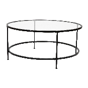 Astoria Collection Round Coffee Table - Modern Clear Glass Coffee Table with Matte Black Frame, NAN-JN-21750CT-BK-GG