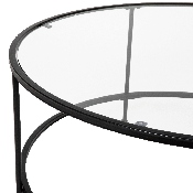 Astoria Collection Round Coffee Table - Modern Clear Glass Coffee Table with Matte Black Frame, NAN-JN-21750CT-BK-GG