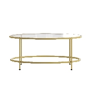 Astoria Collection Glass Coffee Table with Matte Gold Frame, NAN-JN-21750CT-GG