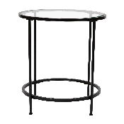 Astoria Collection Round End Table - Modern Clear Glass Accent Table with Matte Black Frame, NAN-JN-21750ET-BK-GG