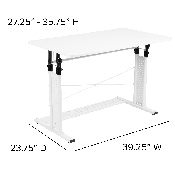 Height Adjustable (27.25-35.75"H) Sit to Stand Home Office Desk - White, NAN-JN-21908-WH-GG