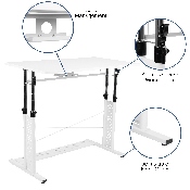 Height Adjustable (27.25-35.75"H) Sit to Stand Home Office Desk - White, NAN-JN-21908-WH-GG