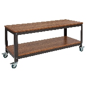 Livingston Collection TV Stand in Brown Oak Wood Grain Finish with Metal Wheels, NAN-JN-2522TR-GG
