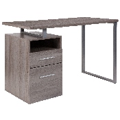 Harwood Light Ash Wood Grain Finish Computer Desk with Two Drawers and Silver Metal Frame, NAN-JN-2634-GG