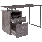 Harwood Light Ash Wood Grain Finish Computer Desk with Two Drawers and Silver Metal Frame, NAN-JN-2634-GG