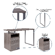 Harwood Light Ash Wood Grain Finish Computer Desk with Two Drawers and Silver Metal Frame, NAN-JN-2634-GG