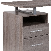 Harwood Light Ash Wood Grain Finish Computer Desk with Two Drawers and Silver Metal Frame, NAN-JN-2634-GG