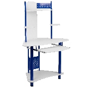 Blue Corner Computer Desk with Hutch, NAN-JN-2705-BL-GG