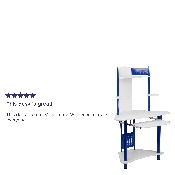 Blue Corner Computer Desk with Hutch, NAN-JN-2705-BL-GG