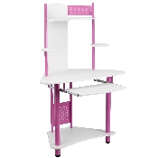Pink Corner Computer Desk with Hutch, NAN-JN-2705-PK-GG