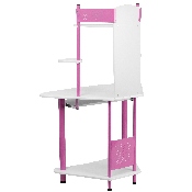 Pink Corner Computer Desk with Hutch, NAN-JN-2705-PK-GG