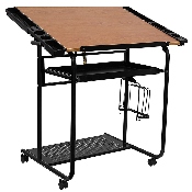 Adjustable Drawing and Drafting Table with Black Frame and Dual Wheel Casters, NAN-JN-2739-GG