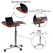 Angle and Height Adjustable Mobile Laptop Computer Table with Cherry Top, NAN-JN-2762-GG