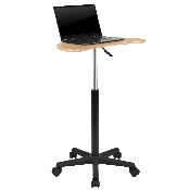 Maple Sit to Stand Mobile Laptop Computer Desk, NAN-JN-2792-MP-GG